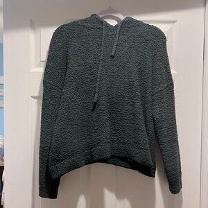 Aerie sherpa hoodie - size small - dark green and yellow font